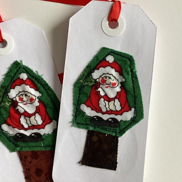 Handmade Christmas Xmas Gift Tags Wrapping Paper Tag Ideas Santa Set of 5 - Picture 2 of 3